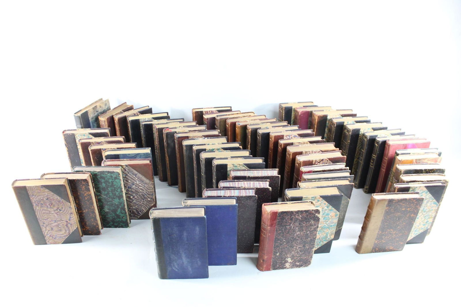 Lot of 55 French Books w/ Marbled Covers & End Pages (1 of 19)