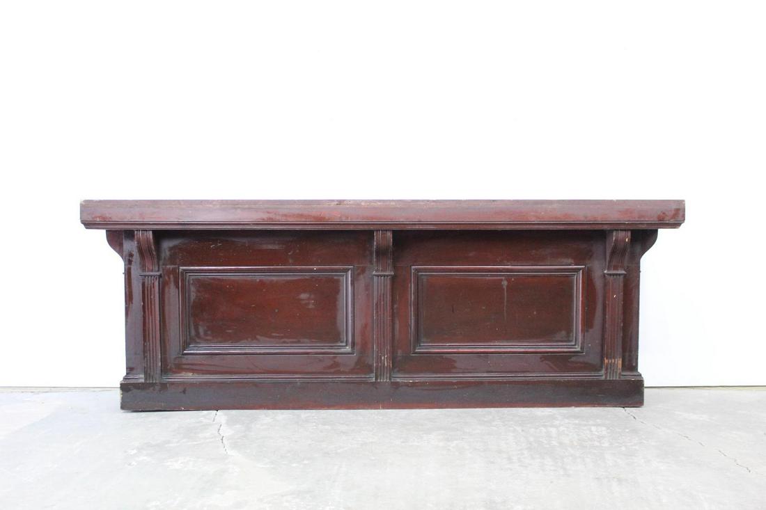 Antique Red Painted 8 Ft Wood General Store Counter (1 of 10)