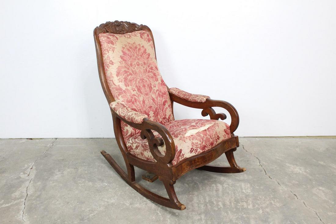 Floral Victorian Style Wooden Rocking Chair,Upholstered (1 of 10)