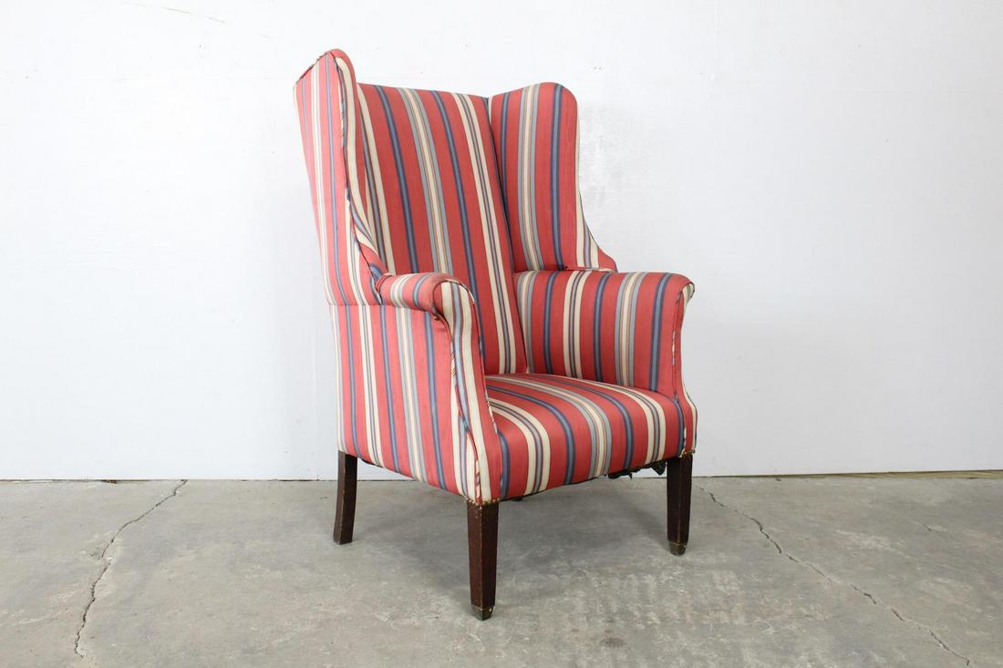 Upholstered Striped Wingback Arm Chair, Red White Blue (1 of 8)