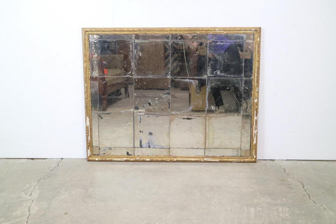 Square Paneled Glass Mirror w/Painted Gold Frame (1 of 14)