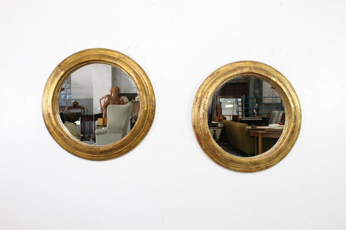 Pair Large Gold Gilt Circular Bullseye Mirrors,34in dia (1 of 11)