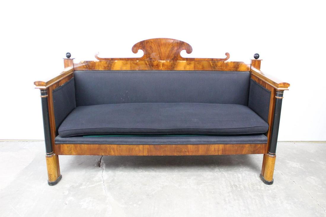 Mahogany Neoclassical Biedermeier Sofa,Black Upholstery (1 of 12)