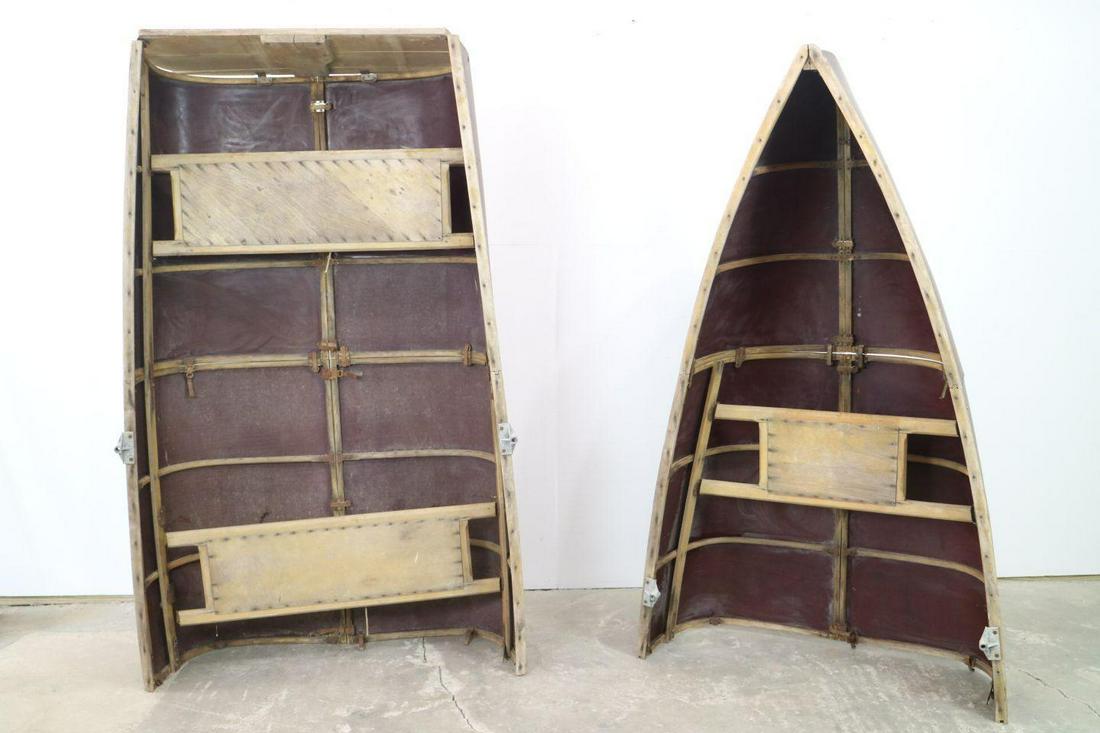 Folding Portable Collapsible Wooden 3 Seated Canoe Boat (1 of 12)