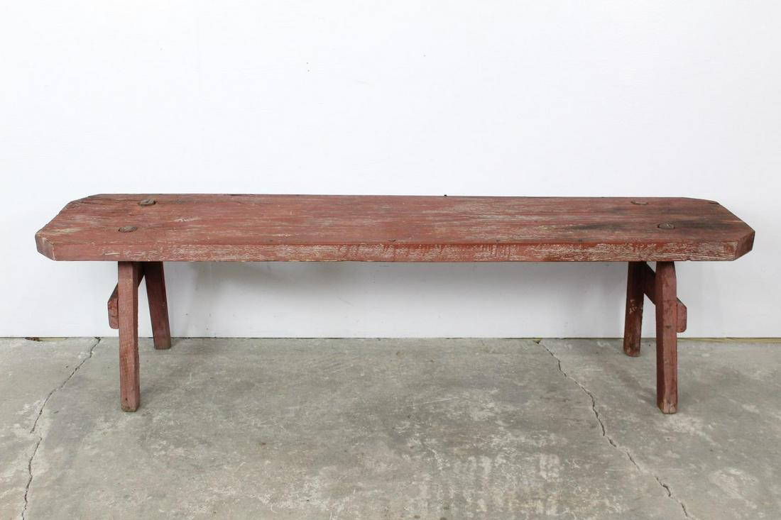7 Ft Red Wood Primitive Farmhouse Bench,Butcher Block (1 of 6)