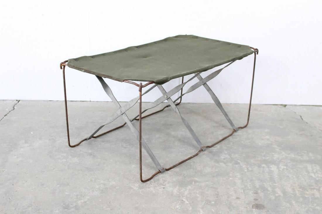 Metal & Stretched Canvas Bench,Army Green,Industrial (1 of 7)