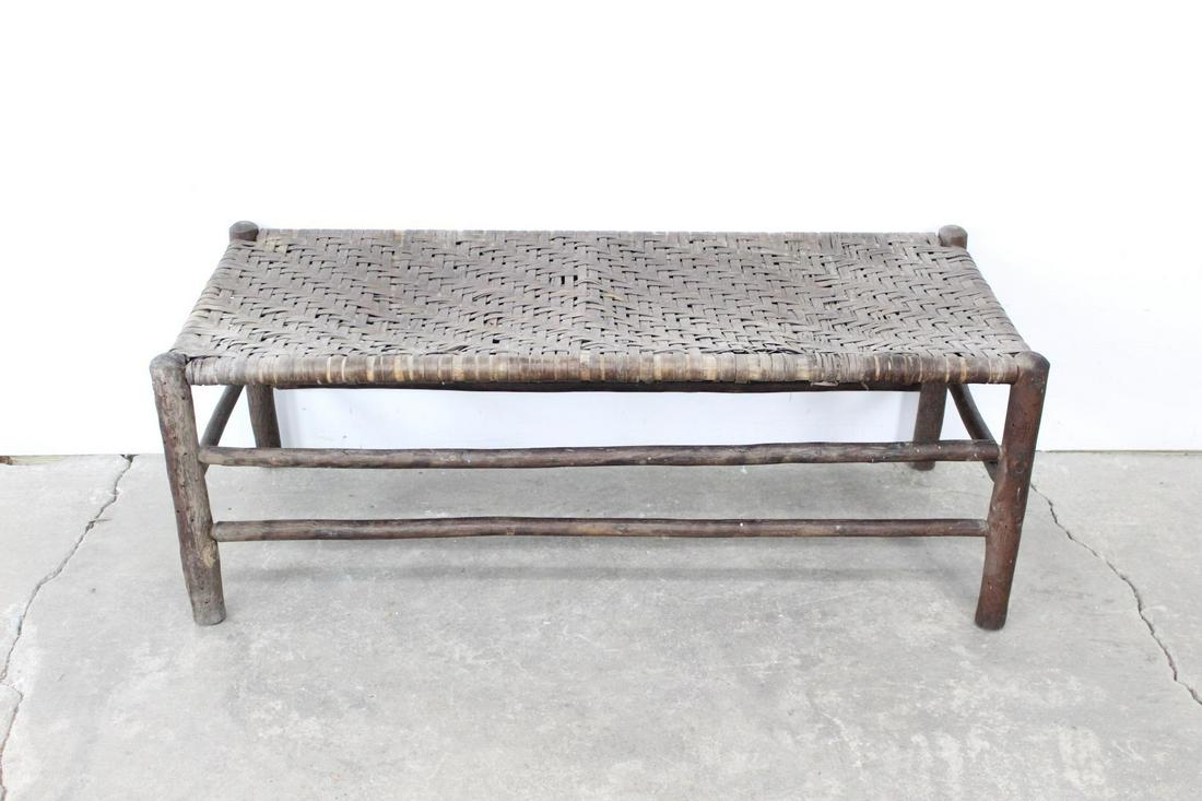 Antique Old Hickory Bench w/Woven Seat,Adirondack Camp (1 of 6)