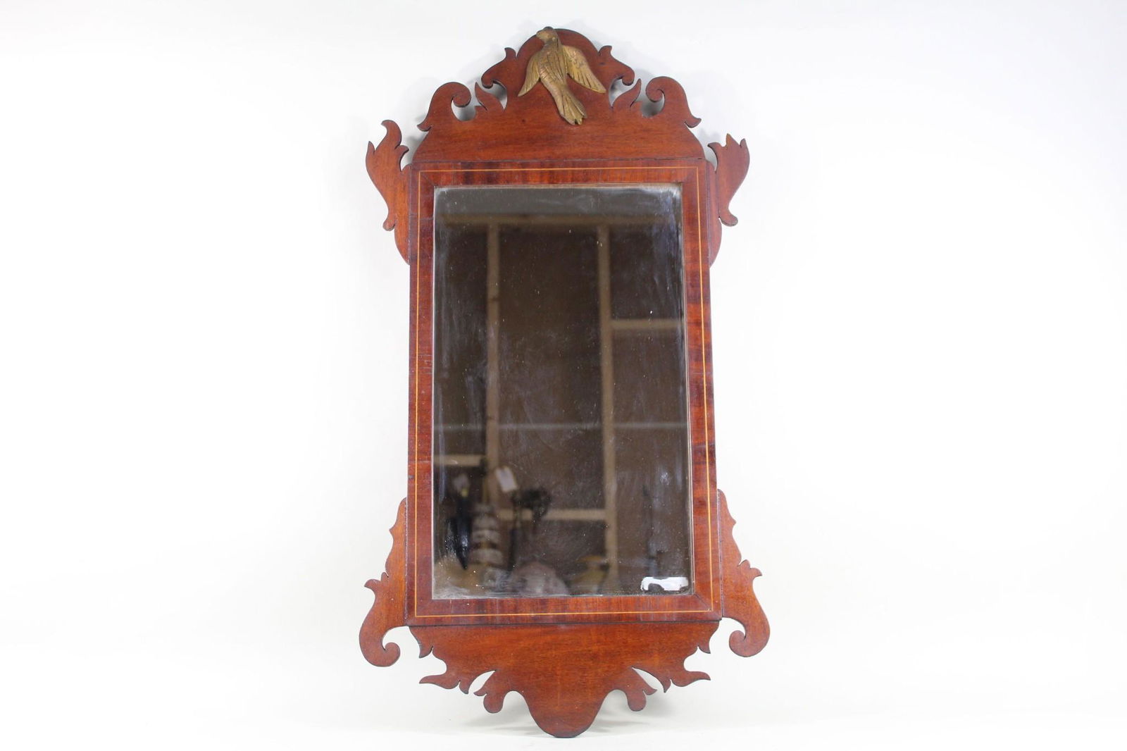 Antique Wood Chippendale Wall Mirror w/Carved Eagle (1 of 11)