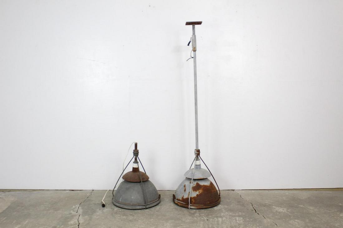 Pair Industrial Metal Holophane Pendant Ceiling Lights (1 of 11)