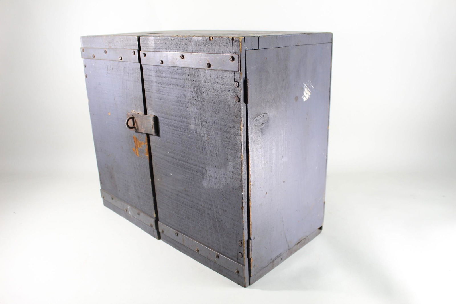 Industrial Painted Gray Wood & Metal 2 Shelf Tool Chest (1 of 9)