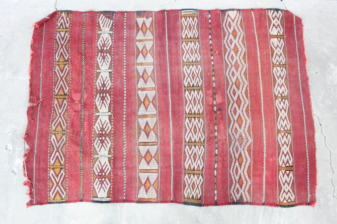 Woven Red Orange Black Rectangular Geometric Aztec Rug (1 of 8)