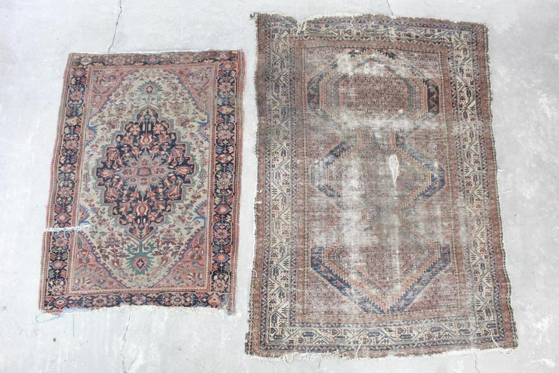 Lot of 2 Woven Floral Geometric Carpet Rugs w/ Fringe (1 of 11)
