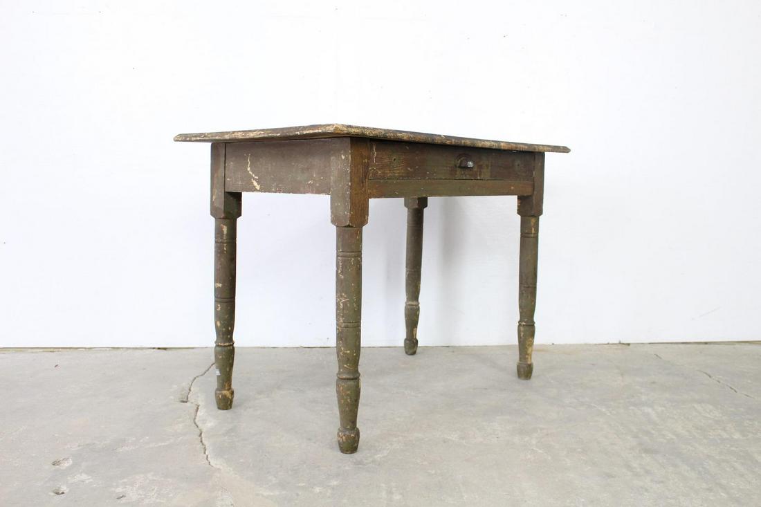 Wooden Desk, Writing Table w/ Turned Legs & Drawer (1 of 6)