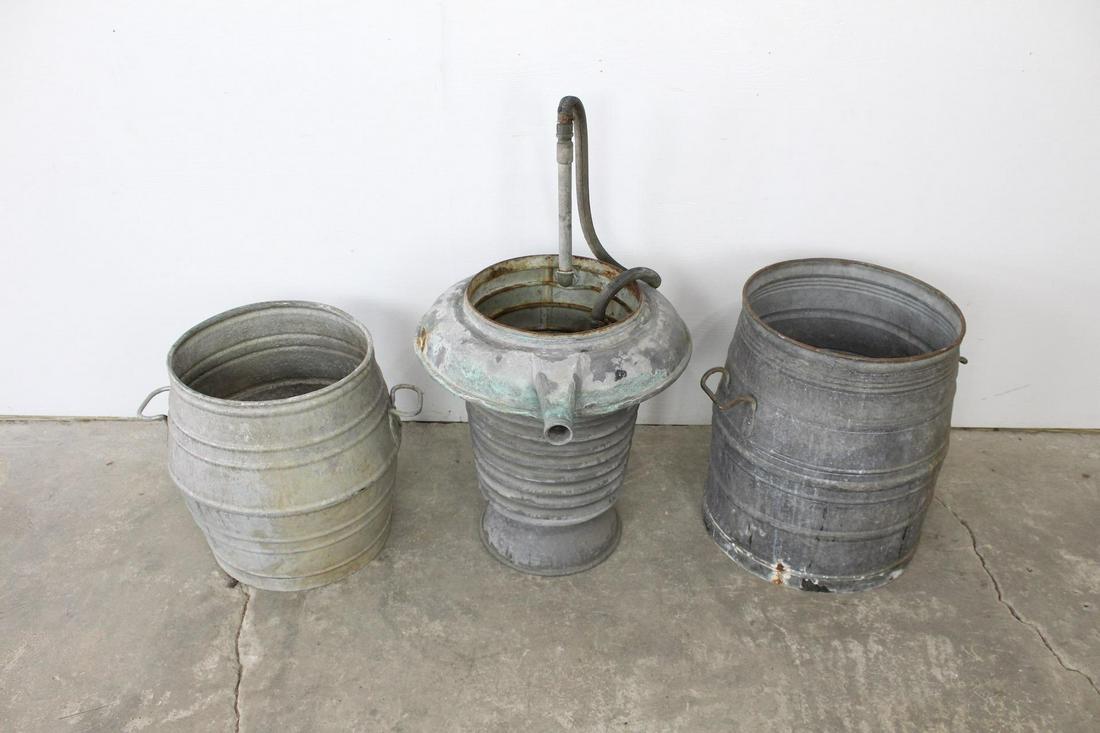 Industrial Galvanized Metal Containers Barrels Planters (1 of 11)