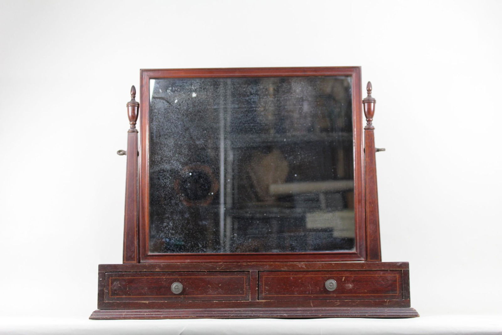 Antique Wood Swinging Table Shaving Mirror w/2 Drawers (1 of 12)