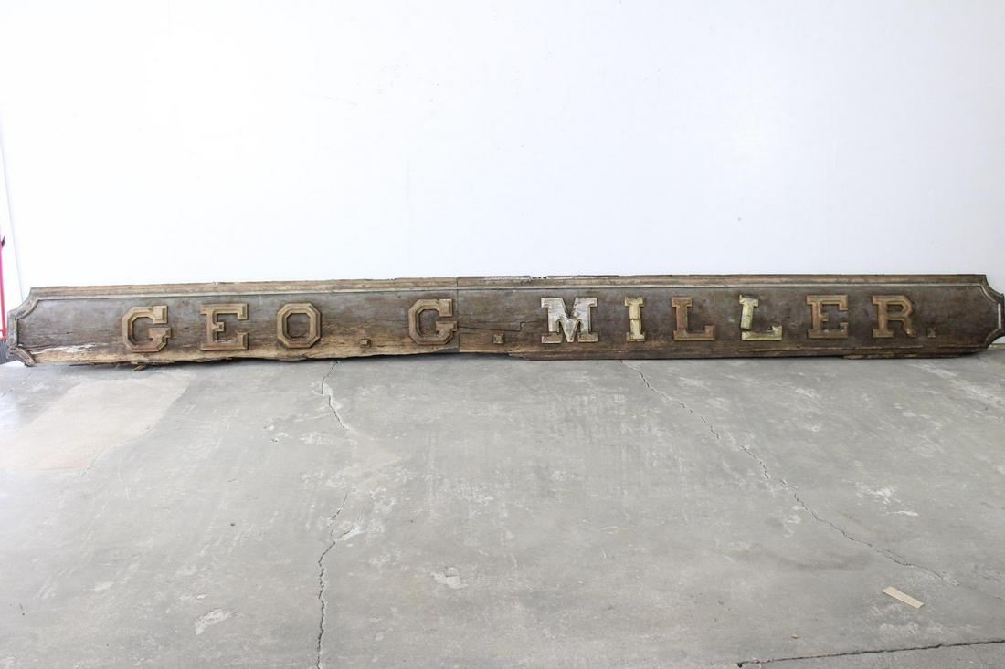 Antique Large Wooden Sign 'GEO G. MILLER' Advertisement (1 of 15)