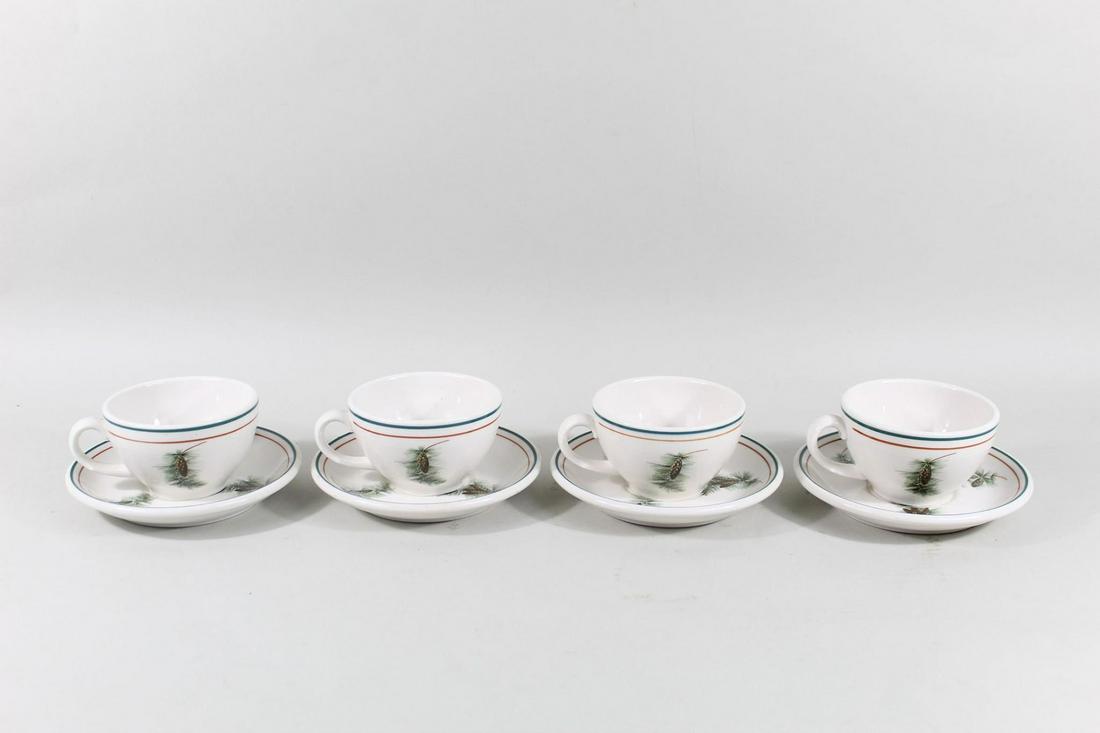 Set/4 Syracuse China Adirondack Pine Cone Cups &Saucers (1 of 8)