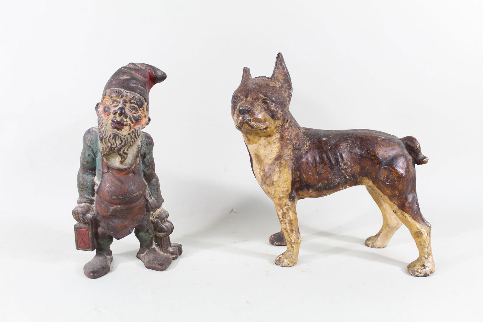 Pair of Cast Iron Doorstops, Gnome & Boston Terrier (1 of 11)