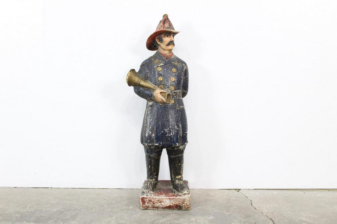 Hand Painted Statuette of Fireman & Horn (1 of 10)