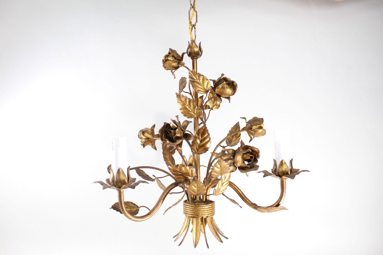 Ornate Metal Rose Chandelier, Hanging Ceiling Light (1 of 14)