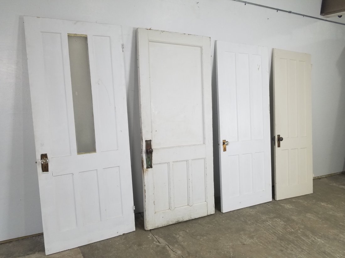 Lot of Four Paneled White Farmhouse Doors Glass Knobs (1 of 11)