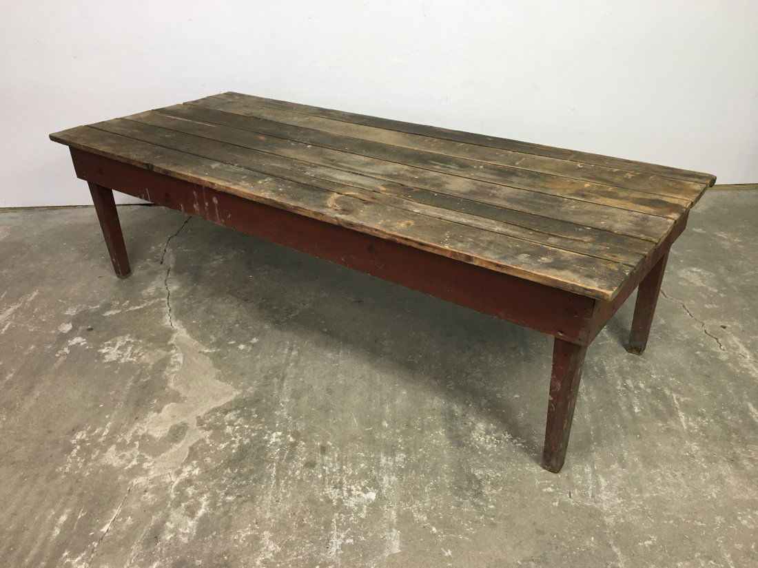 Primitive Red Farmhouse Low Coffee Table (1 of 11)
