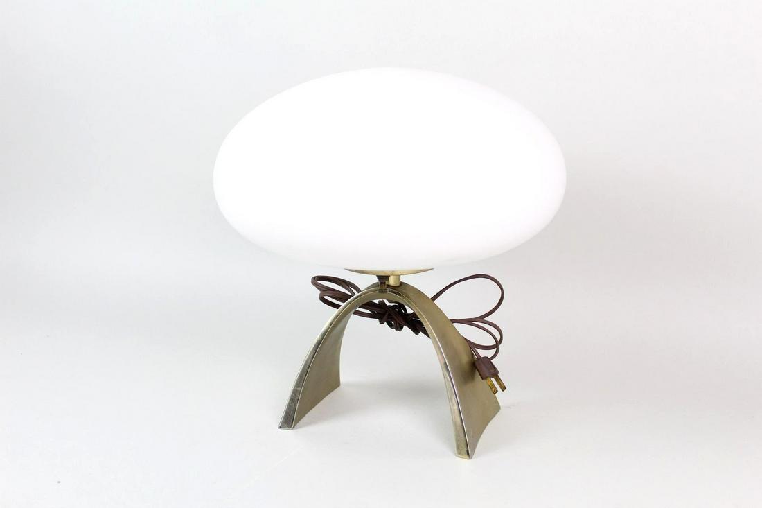 Mid-Century Modern Brass Laurel Mushroom Arch Lamp (1 of 8)