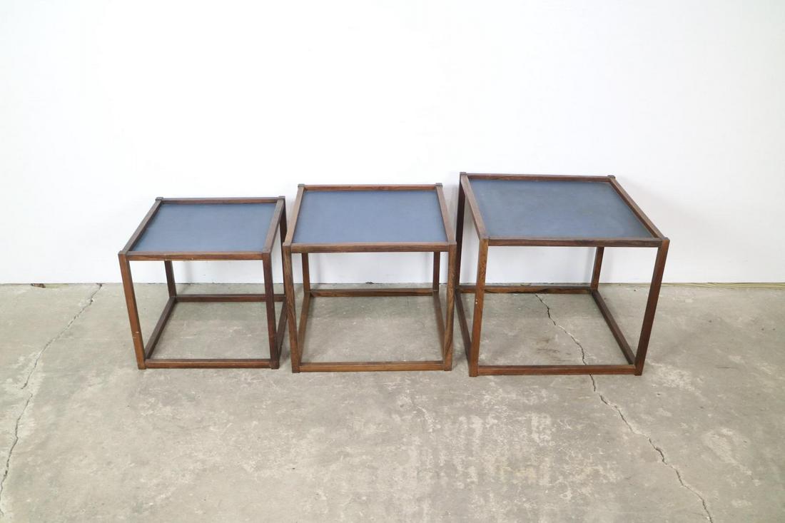 3 Mid-Century Modern Nesting Square Rosewood Tables (1 of 12)