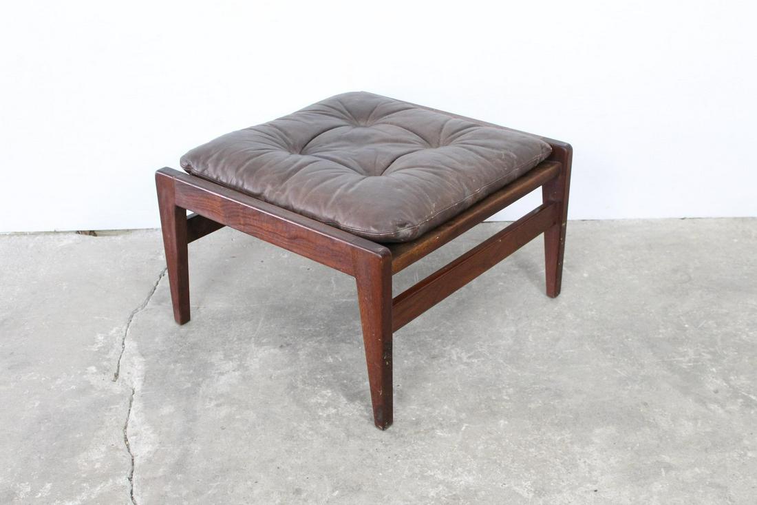 Mid-Century Modern Jens Risom Leather & Wood Ottoman (1 of 6)