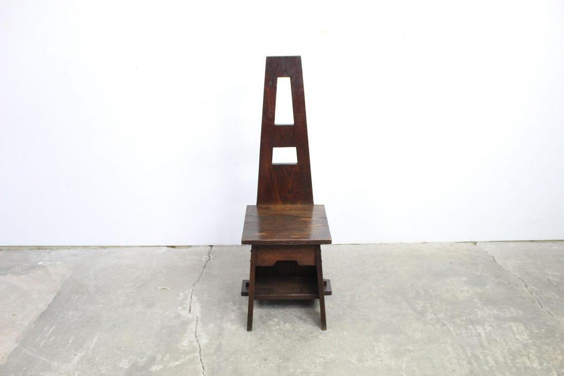 Tall Back Oak Arts & Crafts Chair w/ Visible Joinery (1 of 9)