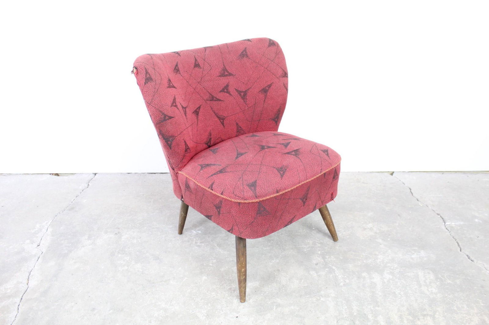 Vintage Modern Red & Black Upholstered Slipper Chair (1 of 10)