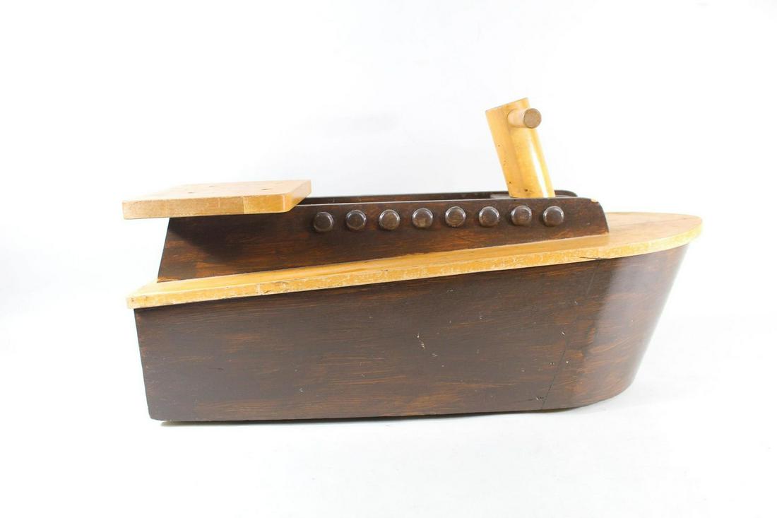Creative Playthings Vintage Ride-On Wood Boat w/Wheels (1 of 11)