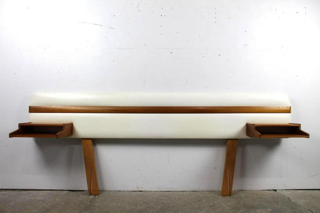 Mid-Century Postmodern White Vinyl Wood Full Bed (1 of 15)