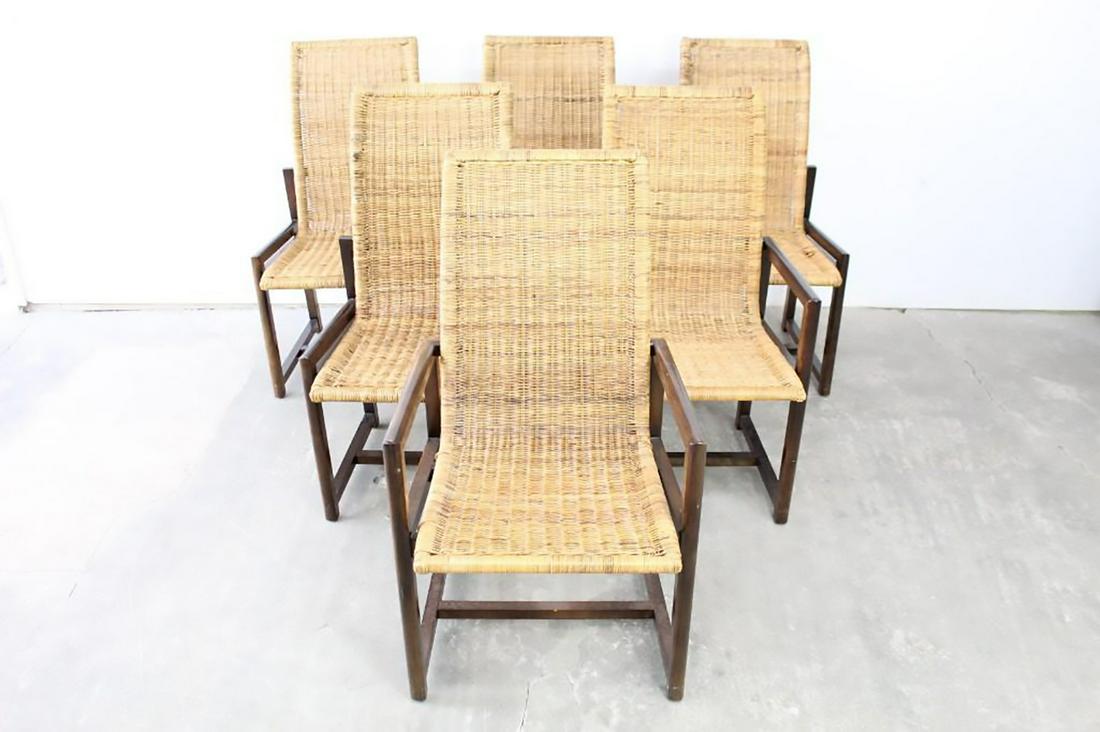 Set of 6 Mid-Century Modern Wicker Dining Room Chairs (1 of 8)