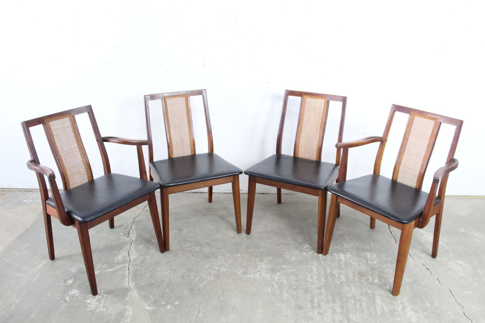 Set 4 Mid-Century Modern Teak Cane Chairs Hibriten Co. (1 of 6)