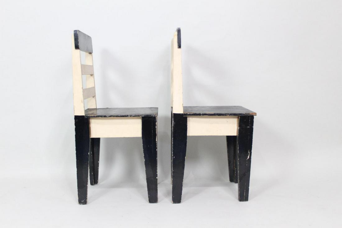 Pair of Bauhaus Style Black & White Wood Side Chairs (1 of 7)