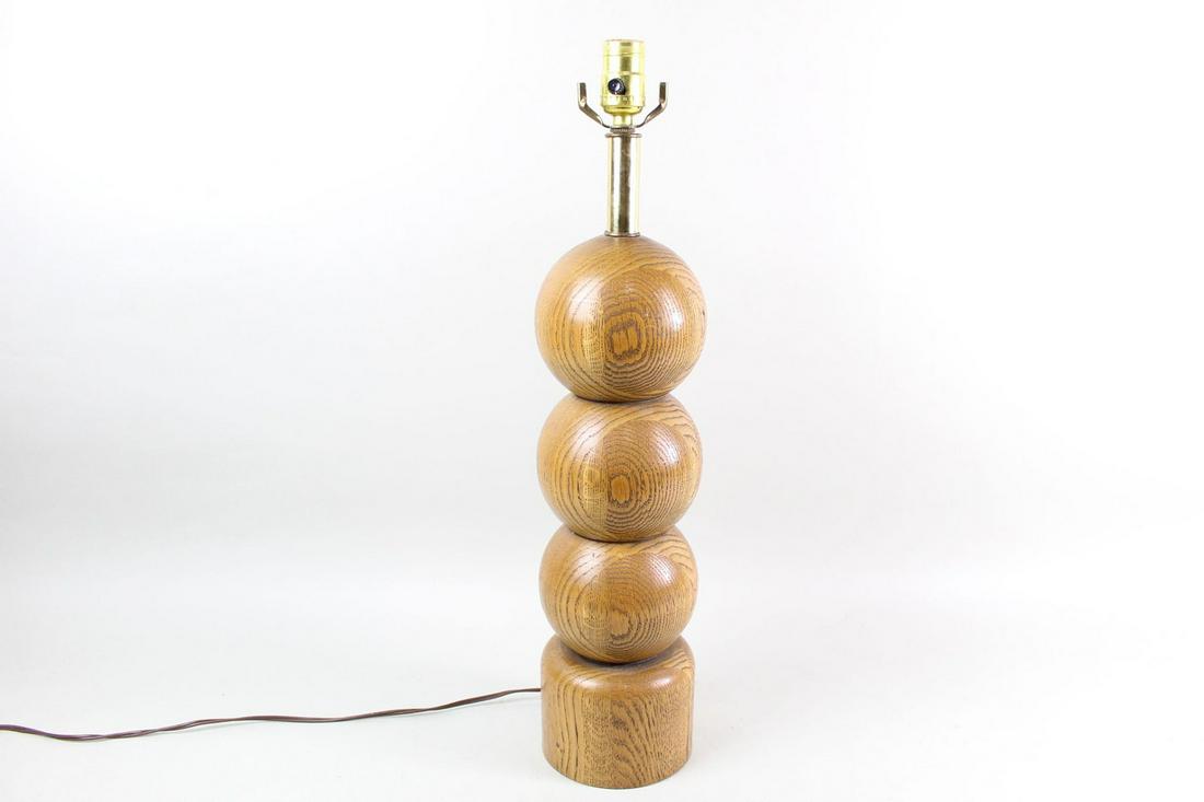 Mid-Century Modern Wood Turned Ball Table Lamp (1 of 8)