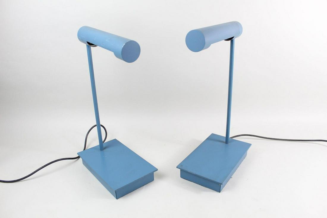 Pair of Blue Postmodern Industrial Tubular Table Lamps (1 of 8)