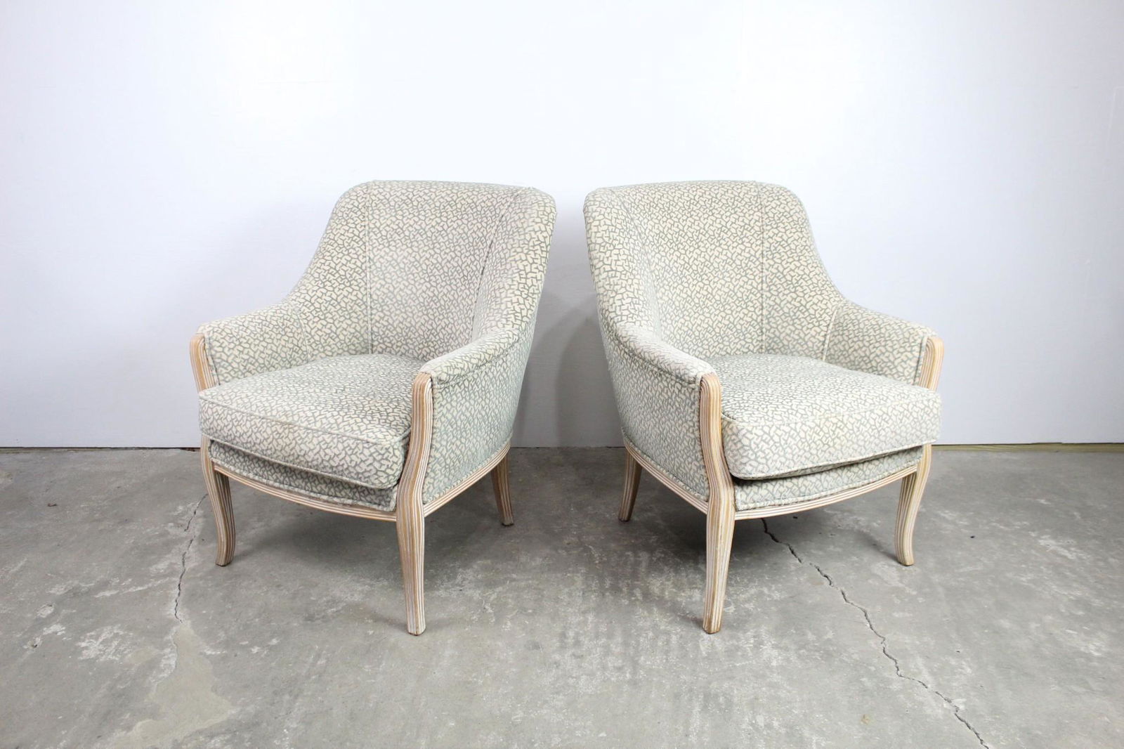Pair Mid-Century Modern Lt Green Upholstered Armchairs (1 of 13)