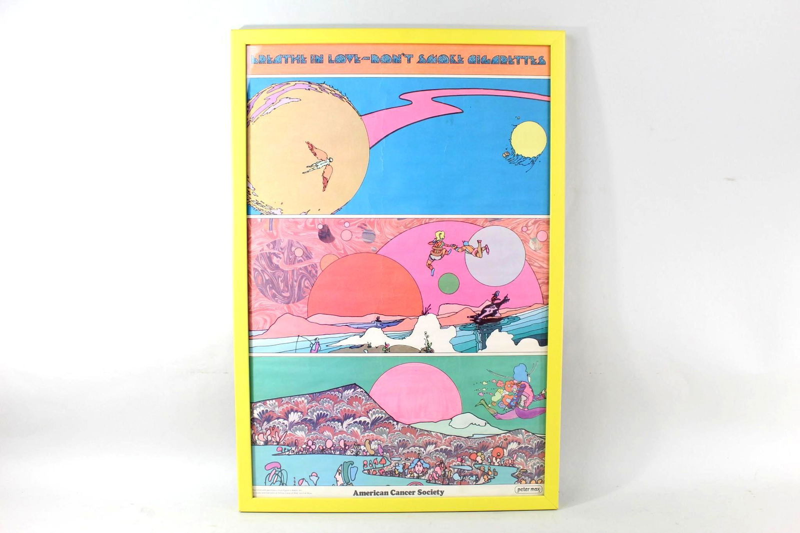 Peter Max Breathe Love Pop Art Anti-Smoking Poster,1970 (1 of 12)
