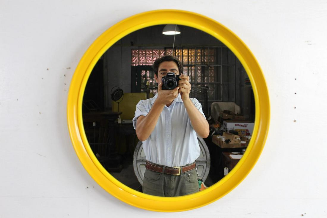 1970s Pop Art Salc Modern Yellow Plastic Wall Mirror (1 of 6)