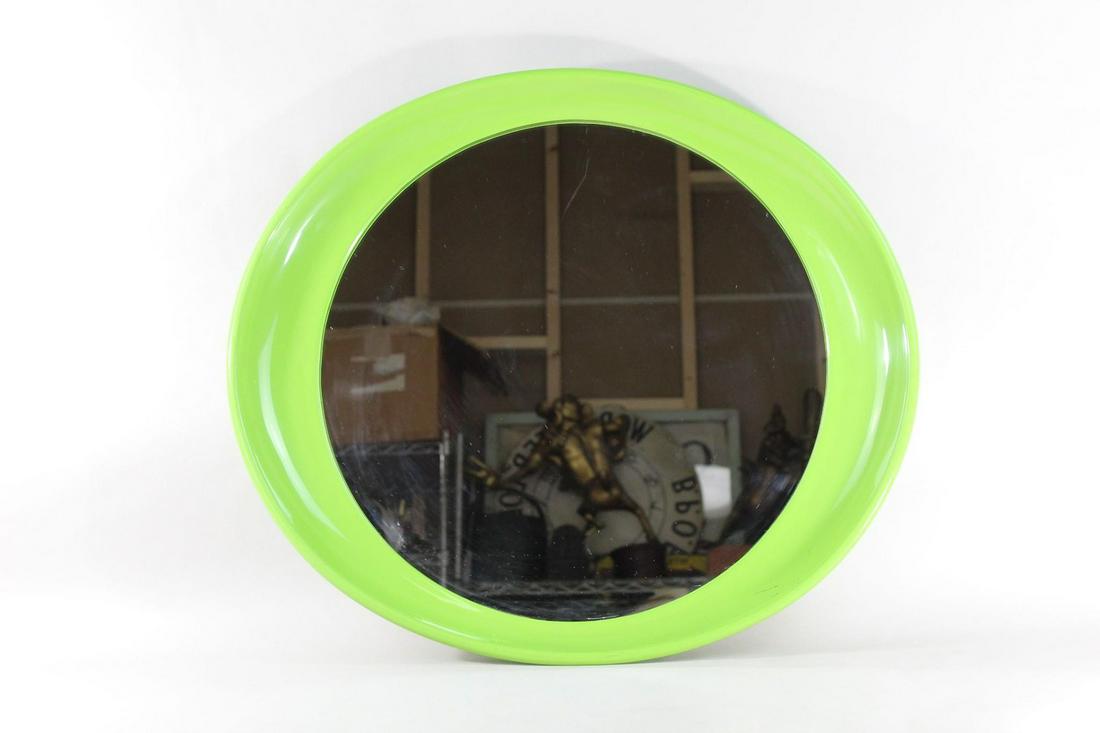 Modern Lime Green Round Plastic 1970s Mirror,Pop-Art (1 of 7)