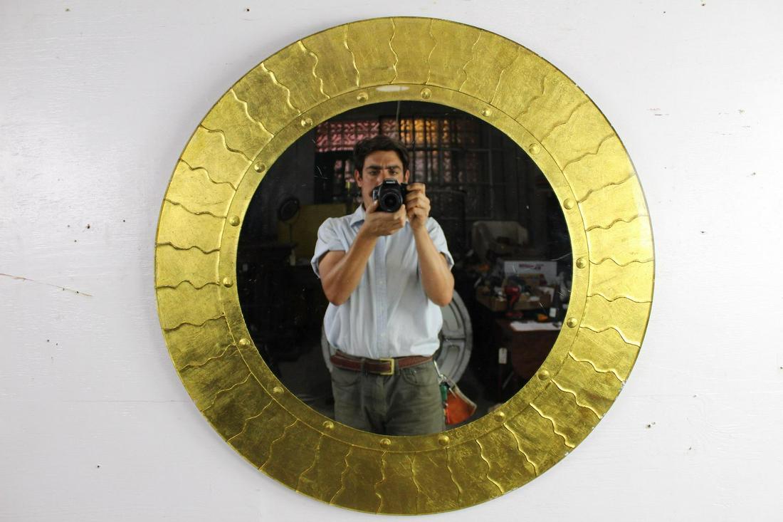 Modern Round Circular Gold Gilt Sun Wall Mirror (1 of 8)