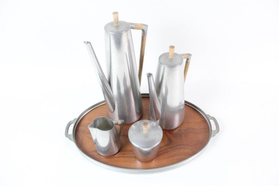 Mid-Century Modern Holland Pewter & Teak Coffee/Tea Set (1 of 10)