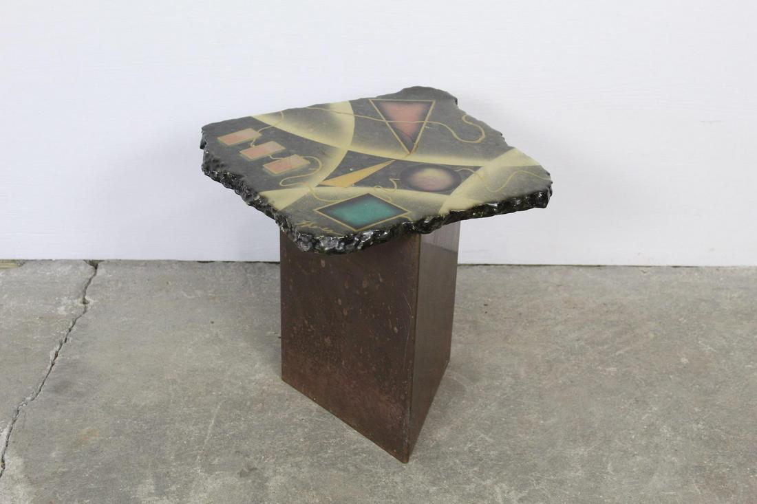 Greg Sheres Modern Geometric Granite &Metal Side Table (1 of 9)
