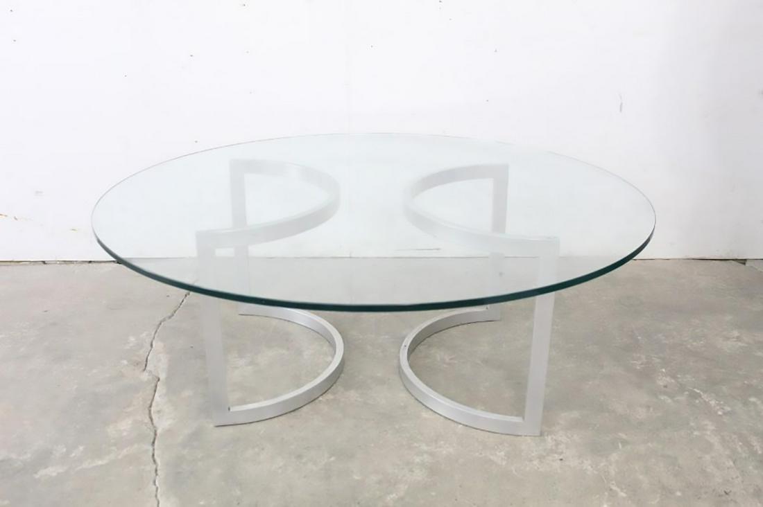 Mid-Century Modern Glass Coffee Table w/Chrome Base (1 of 4)