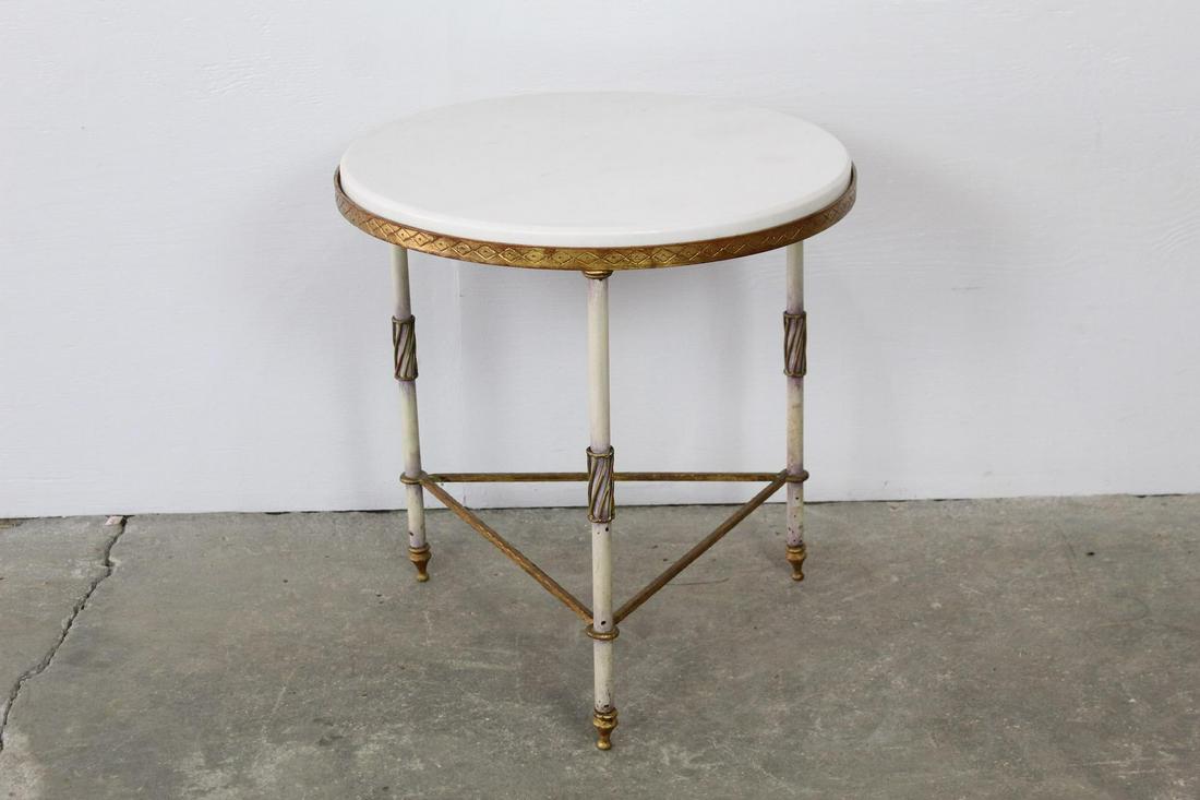Neoclassical Style Side Table w/White Stone &Gilt Metal (1 of 6)
