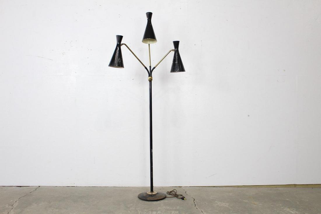 Mid-Century Modern Black Brass Adjustable Floor Lamp (1 of 8)