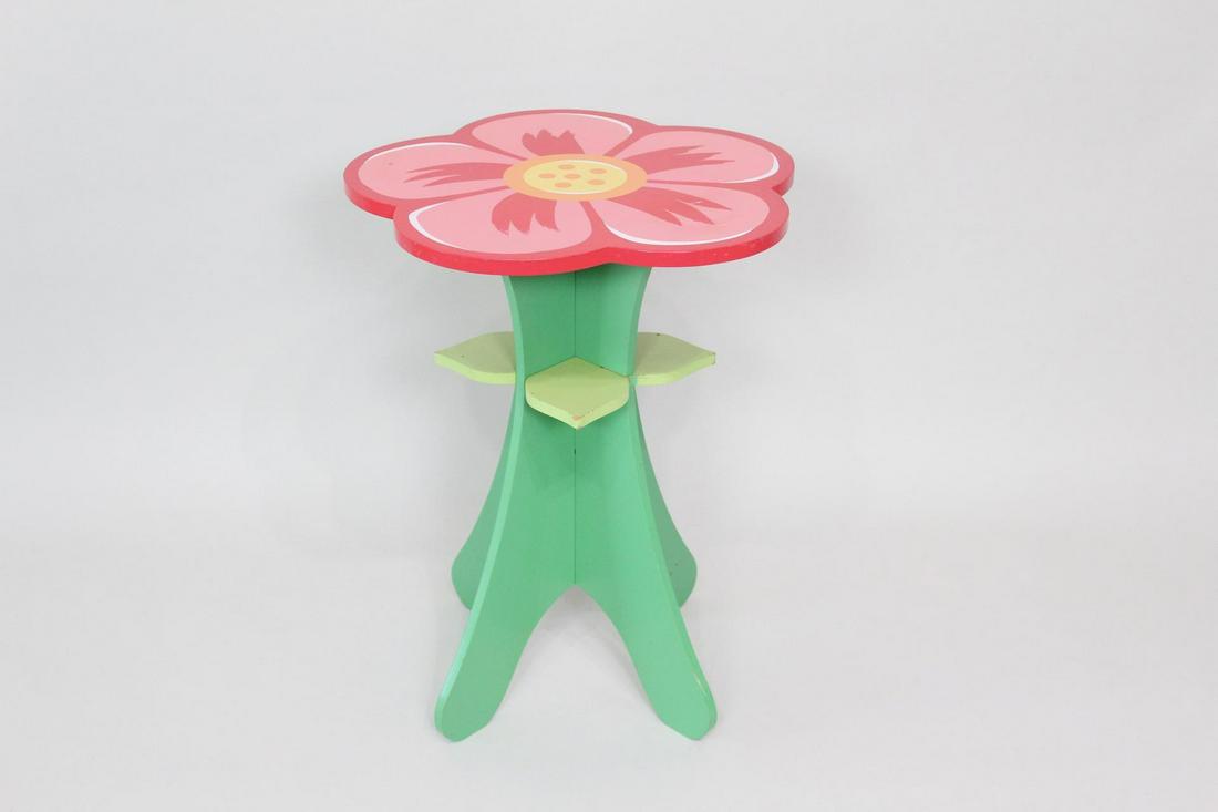 Colorful Painted Wood Flower Side Table,Pop Art (1 of 7)