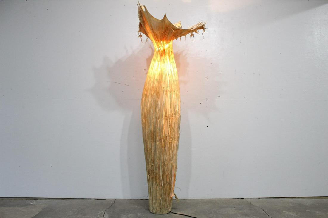 Modern Webbed Fabric Open Light Fixture, Floor Lamp (1 of 14)